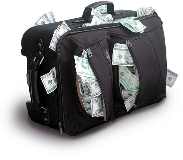 Small Business Loan - Suitcase full of money.