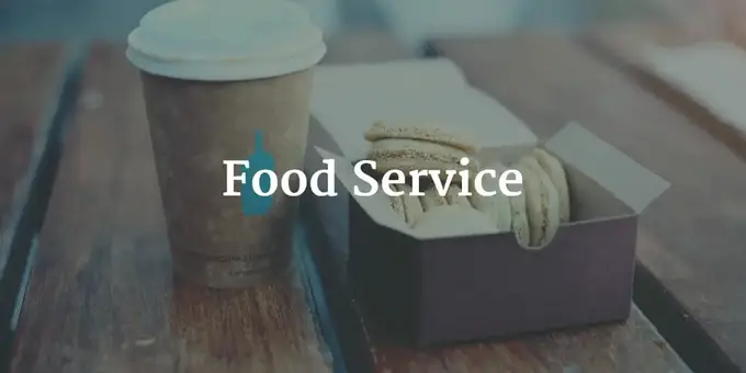 Photo of a coffee and small box of macarons on a wood picnic table with the text "Food Service" super-imposed over it. Even though restaurants are expensive, it doesn't mean there aren't tons of opportunities for small scale business ideas in the food industry!