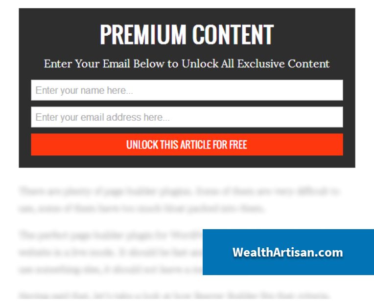 Locked content example via WealthArtisan.com